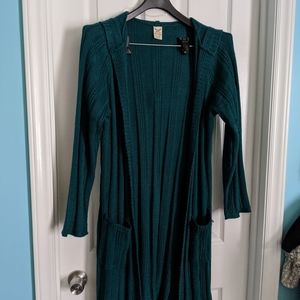 Women plus sz hooded forestgreen jacket